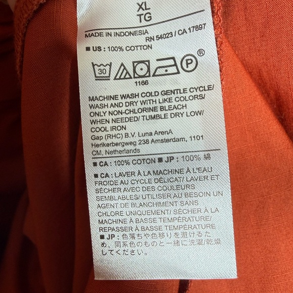 Banana Republic Rust Orange Blouson Cotton Puff Sleeves Wrap Dress Size XL - Picture 10 of 12